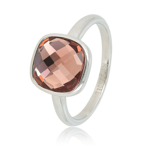 My Bendel Zilveren ring - roze facet kristal glassteen