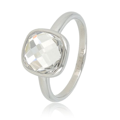 My Bendel Zilveren ring - Witte facet kristal glassteen