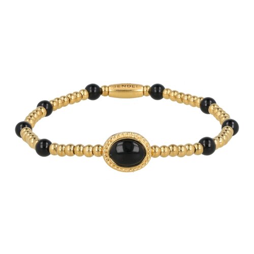 My Bendel Gouden Armband met Onyx kralen - Stijlvol & Beschermend
