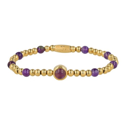My Bendel Gouden Amethyst Bedelarmband
