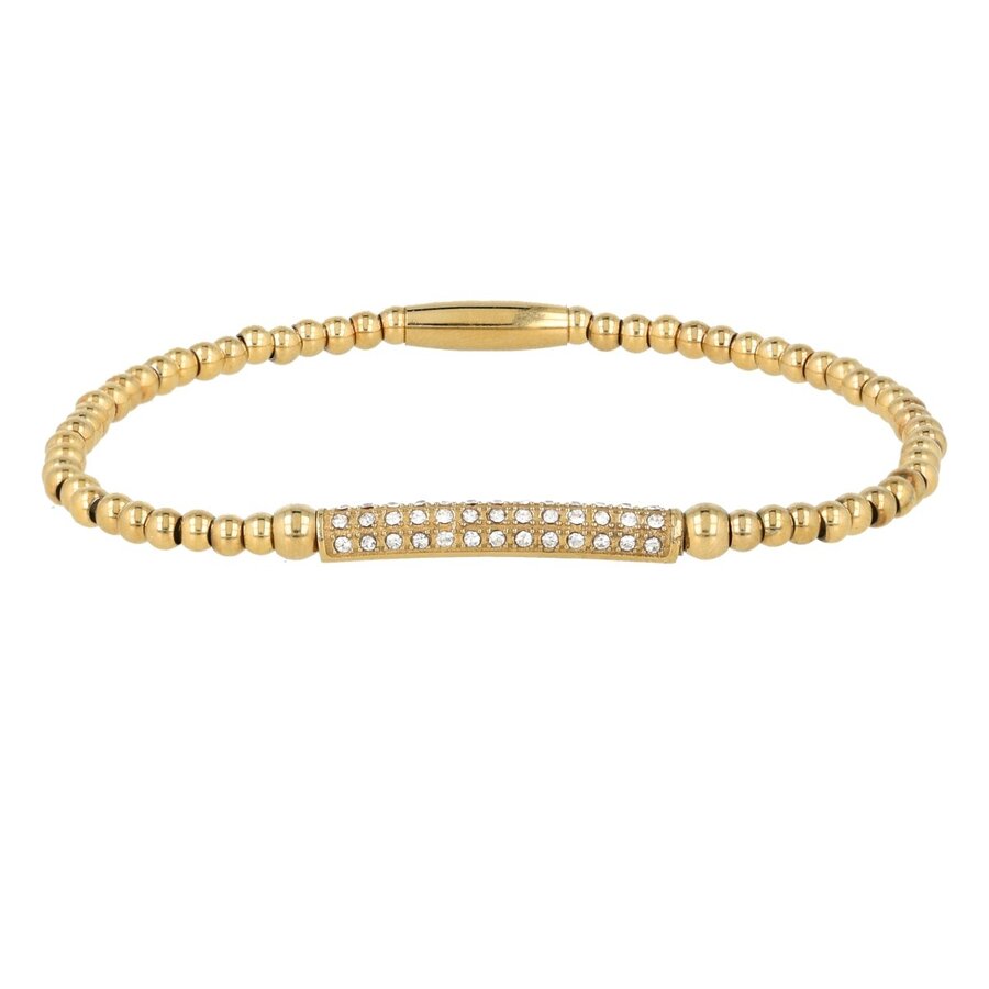 My Bendel Stijlvolle elastische armband met verfijnde bedel en sprankelende witte Zirkonia. Perfect voor elke gelegenheid. # MB3561