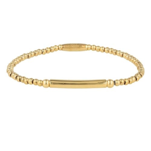 My Bendel Gouden Elastische Armband met Glanzende Bedel