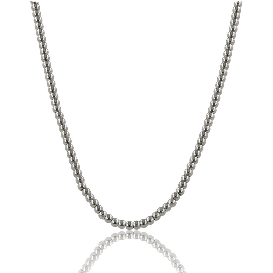 My Bendel Elegante edelstalen damesketting met 3 mm zilveren balletjes, 44 cm. Tijdloos design, glanzende afwerking. Voor elke gelegenheid. My Bendel.