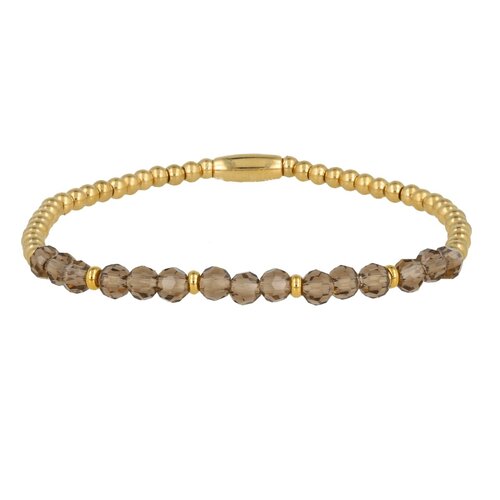 My Bendel Gouden Armband met Lichtgroene Glaskristallen kralen