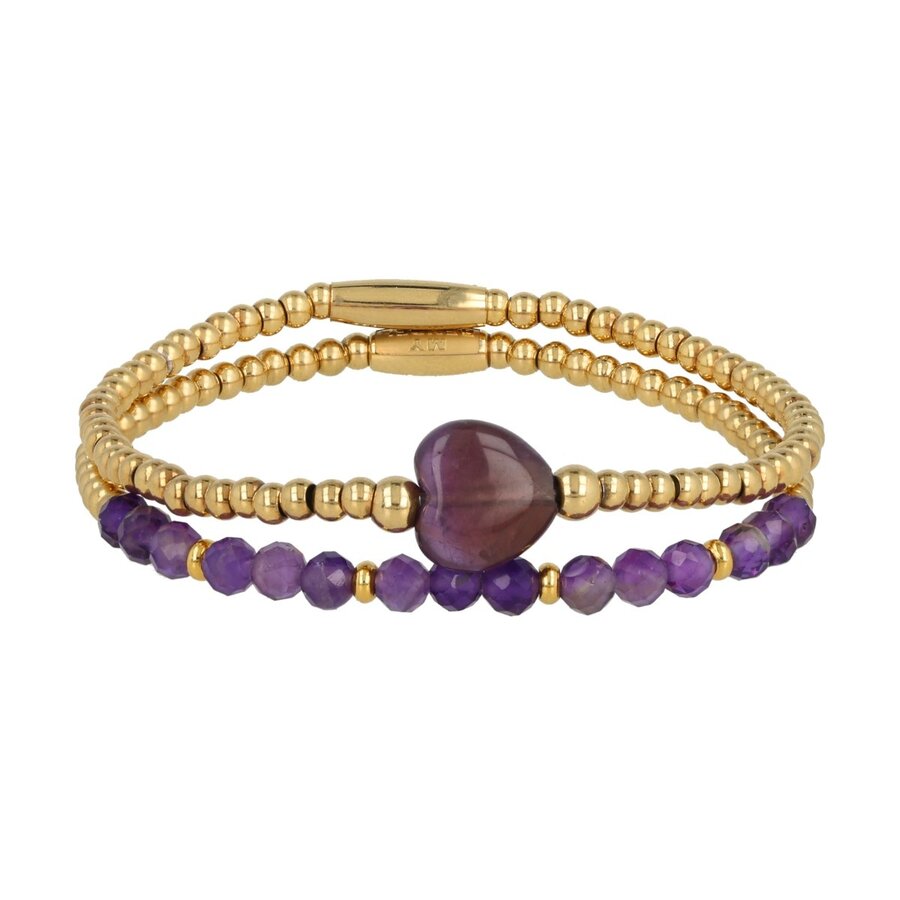 My Bendel Gold bracelets set with Amethyst gemstones