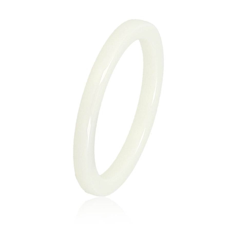 My Bendel Onbreekbare smalle witte keramieken ring, 2 mm, hypoallergeen, verkleurt niet. 1 jaar garantie.