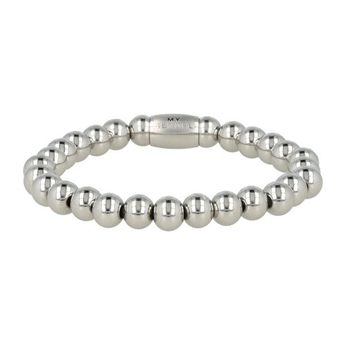 My Bendel Elastic silver bracelet with 8 mm beads