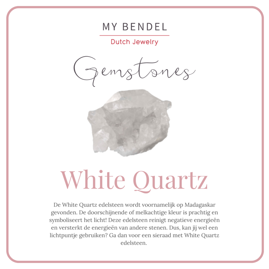 My Bendel Zilveren ring met White Quartz edelsteen, hypoallergeen Stainless steel. Zuiverend en stijlvol. 1 jaar garantie.