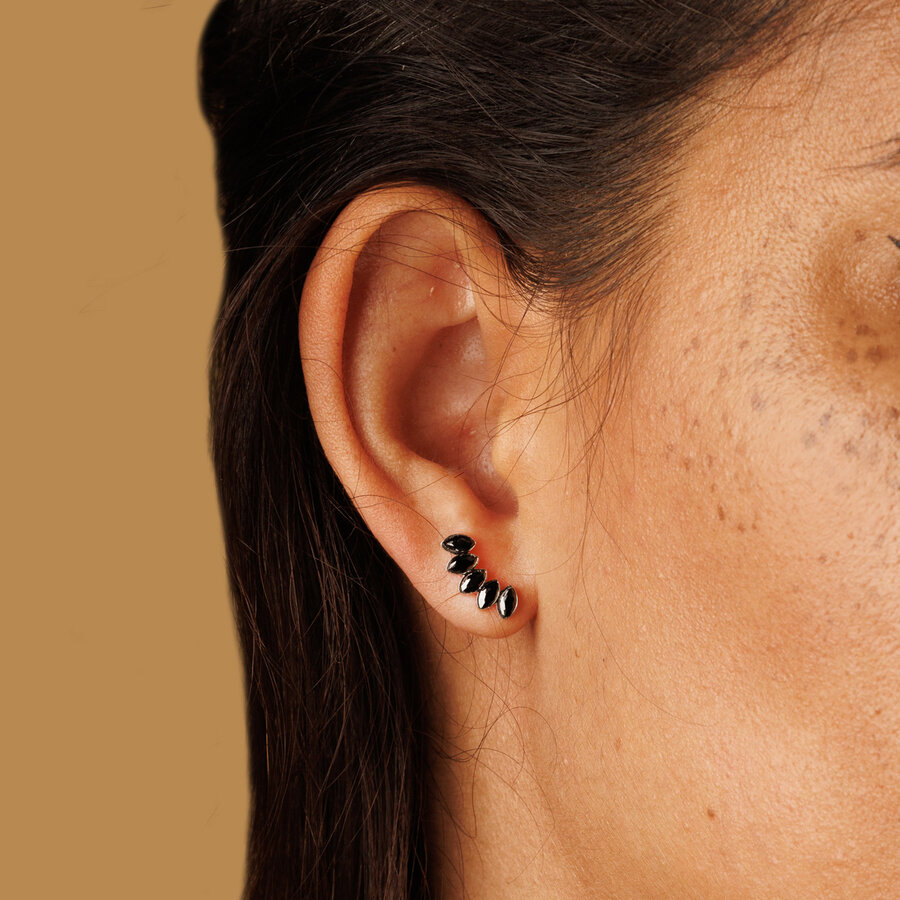 My Bendel Silver earring with black glass stones