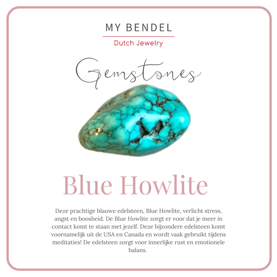 My Bendel Gouden ketting met peervormige Blue Howlite hanger. Kalmerend en stijlvol, perfect voor elke outfit. Eindig je look met My Bendel.