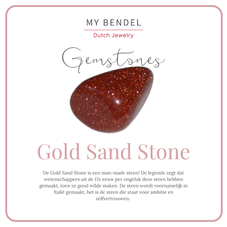 My Bendel Süße goldene Gliederkette mit einem verspielten birnenförmigen Anhänger aus Gold Sand Stone-Edelstein
