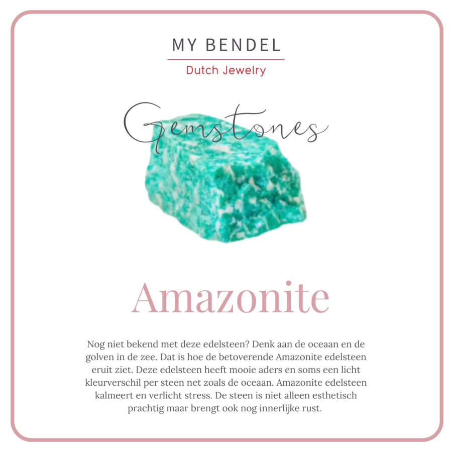 My Bendel Gouden ketting met vierkante Amazonite hanger en twisted randje. Stijlvol en beschermend. Ontdek de elegantie van My Bendel.