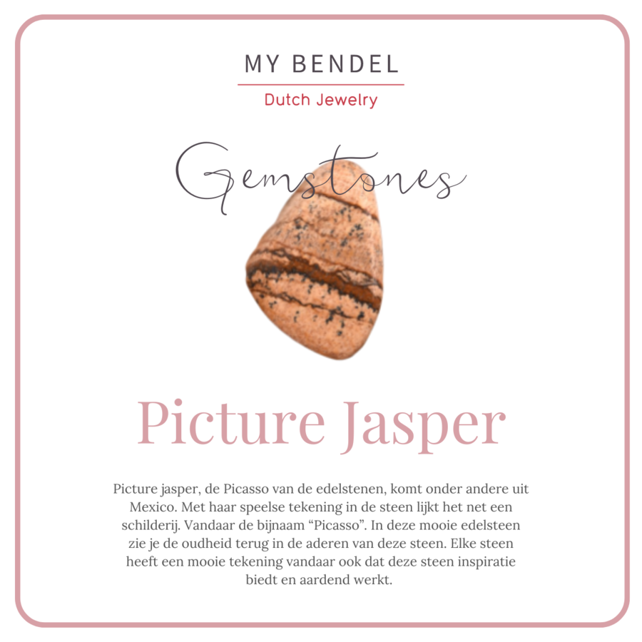 My Bendel Edle Kombination aus glatter runder Goldcreole mit Picture Jaspis-Anhänger