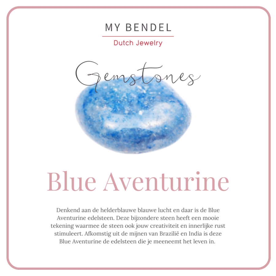 My Bendel Bijzondere gouden ring gevormd in een zeshoek met Blue Aventurine edelsteen