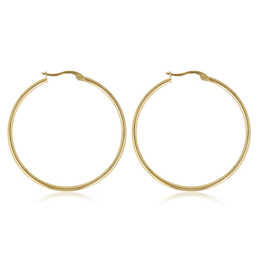 My Bendel Grote ronde gouden oorring van 40x2 mm