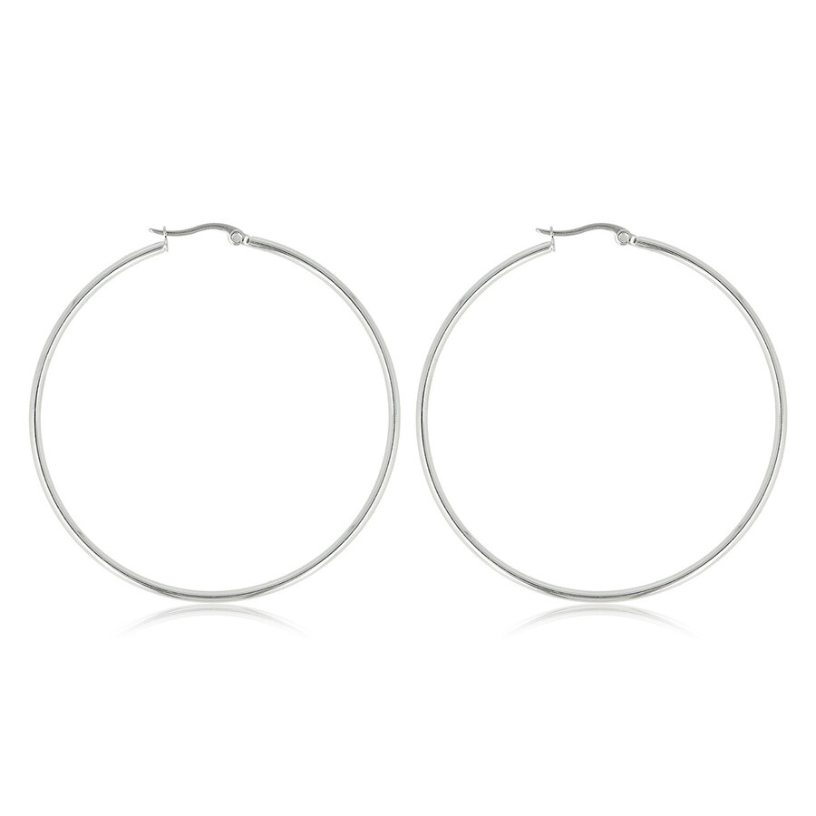 My Bendel Grote zilveren oorring 60x2 mm