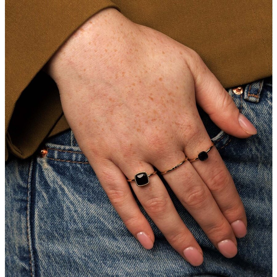My Bendel Fine extension ring - gold - with black crystal glasstone made of beautiful permanent stainless steel
