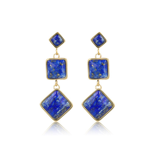 My Bendel Elegante Gouden Oorbel met Lapis Lazuli Stenen