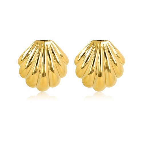 My Bendel Zomerse Gouden Schelp Oorbellen