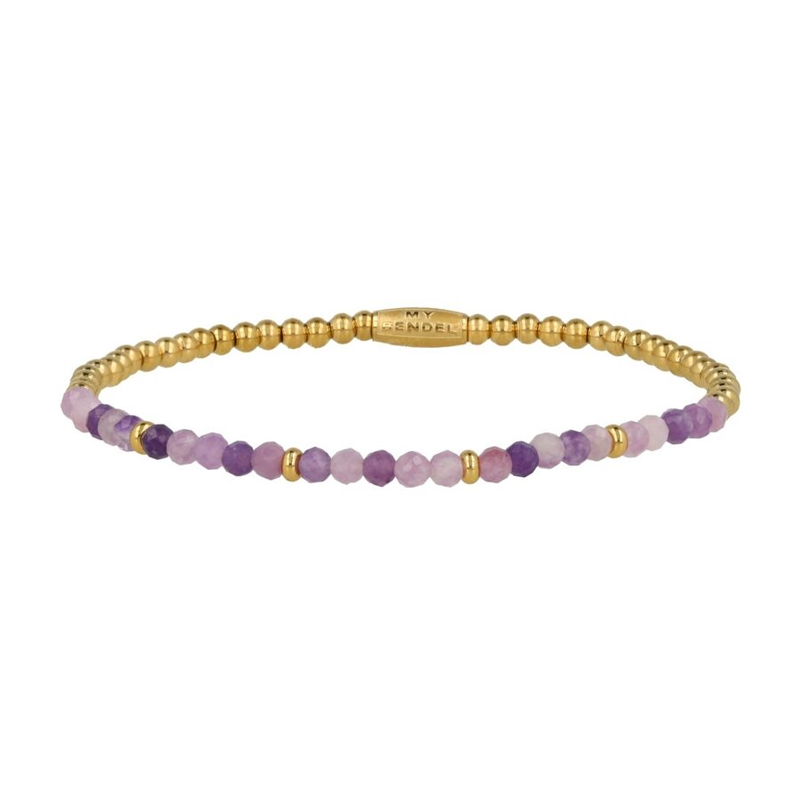 My Bendel Gold ball bracelet with genuine Lilac Quartz gemstones