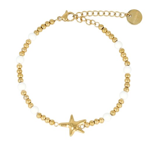 My Bendel Gouden Armband met Zeester en Aventurine Edelstenen