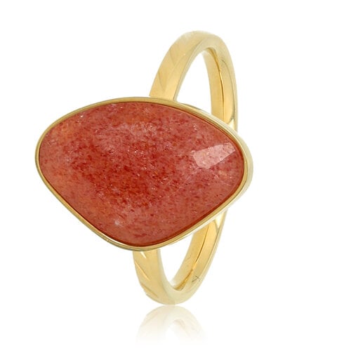 My Bendel Gouden ring - Berry Quartz edelsteen - Creatieve vorm