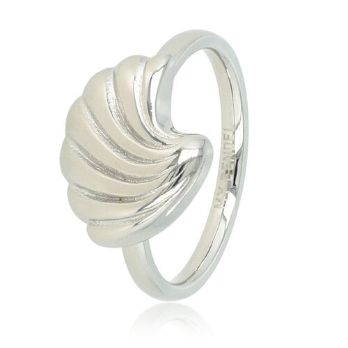 My Bendel Zilveren schelp ring - Elegant en verfijnd - 15 mm groot