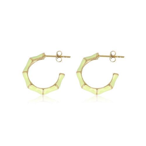 My Bendel Stralende Gouden Oorsteker met Groene Epoxy