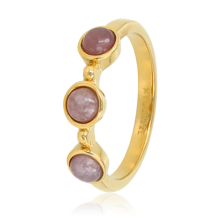 My Bendel Subtiele edelstenen in Lilac Quartz verwerkt in een gouden ring