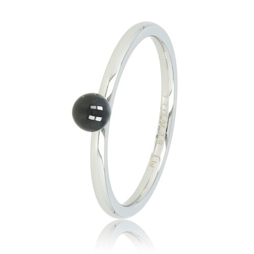 My Bendel Aanschuifring zilver - zwart bolletje 4mm - hypoallergeen