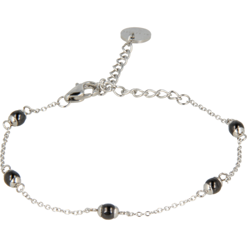 My Bendel Zilveren armband met zwarte keramieken kralen