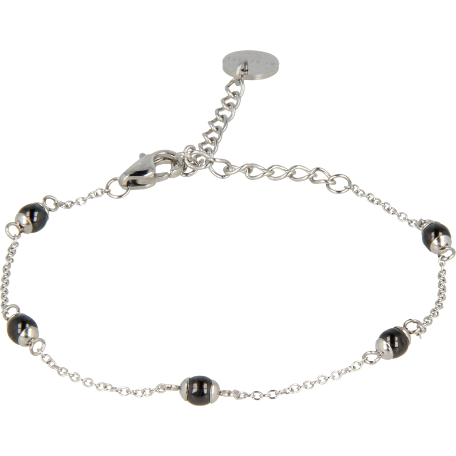 My Bendel Silberarmband mit weißen Keramikperlen