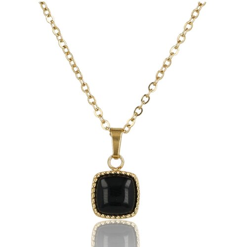 My Bendel Gouden Ketting met Vierkante Onyx Hanger