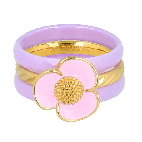 My Bendel Lila keramieken ringen - gouden ring met Epoxy bloem