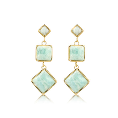 Elegante Gouden Oorbellen met Amazonite Edelstenen