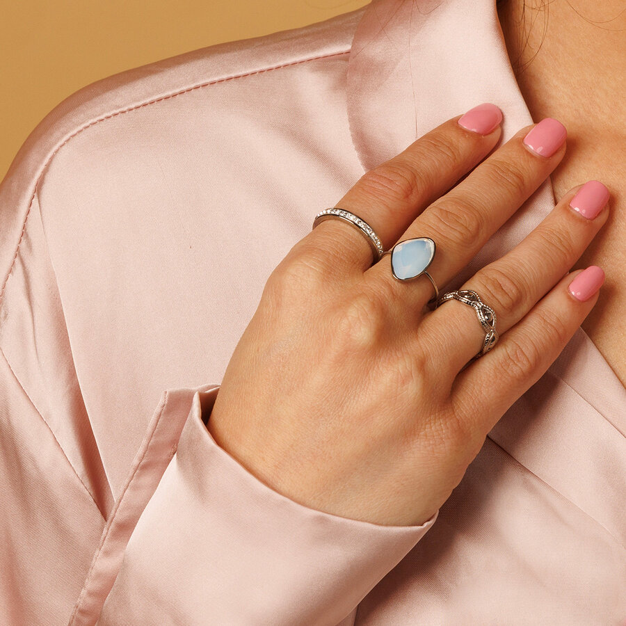 My Bendel Zilveren gevlochten open ring