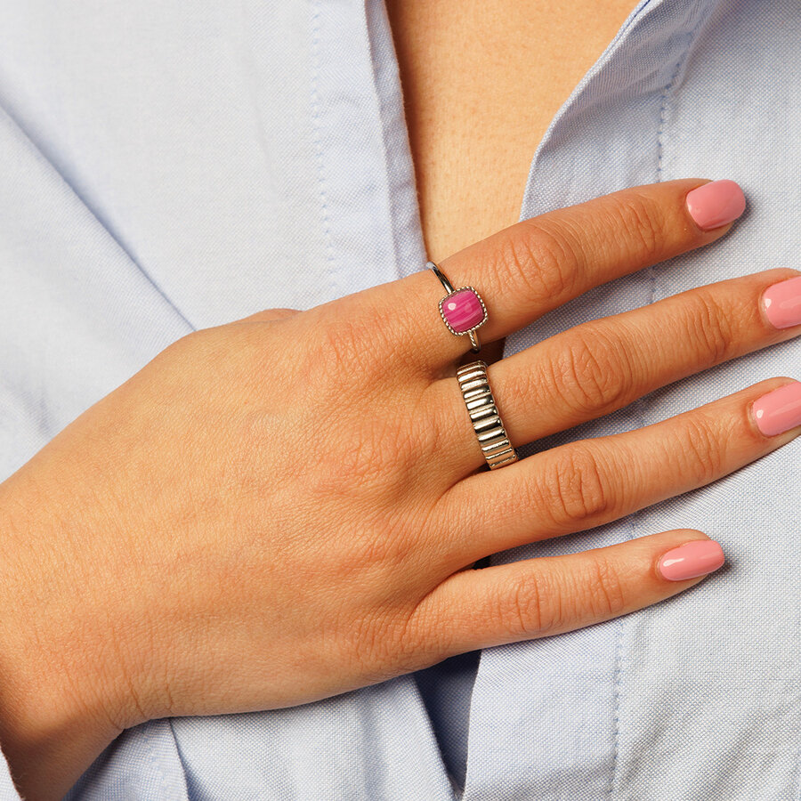 My Bendel Silver colored ring with ridges