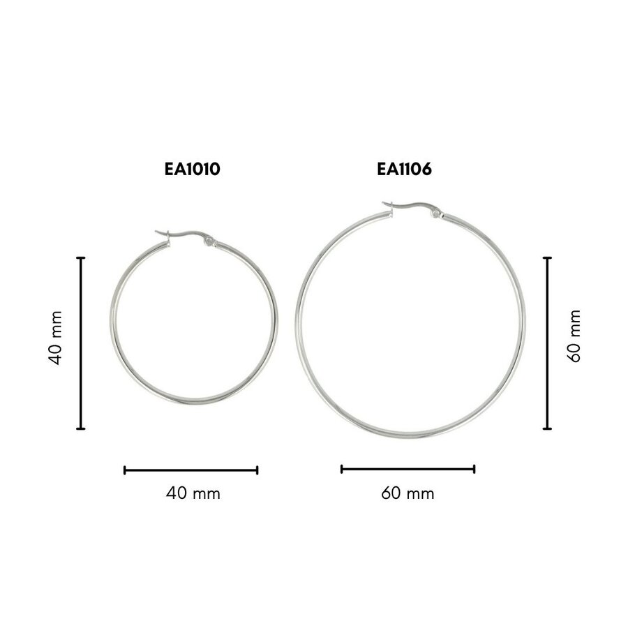 My Bendel Grote zilveren oorring 60x2 mm