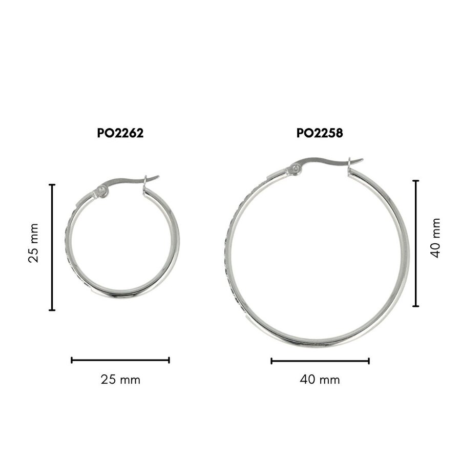 My Bendel Zilveren oorringen met zwarte steentjes 25mm