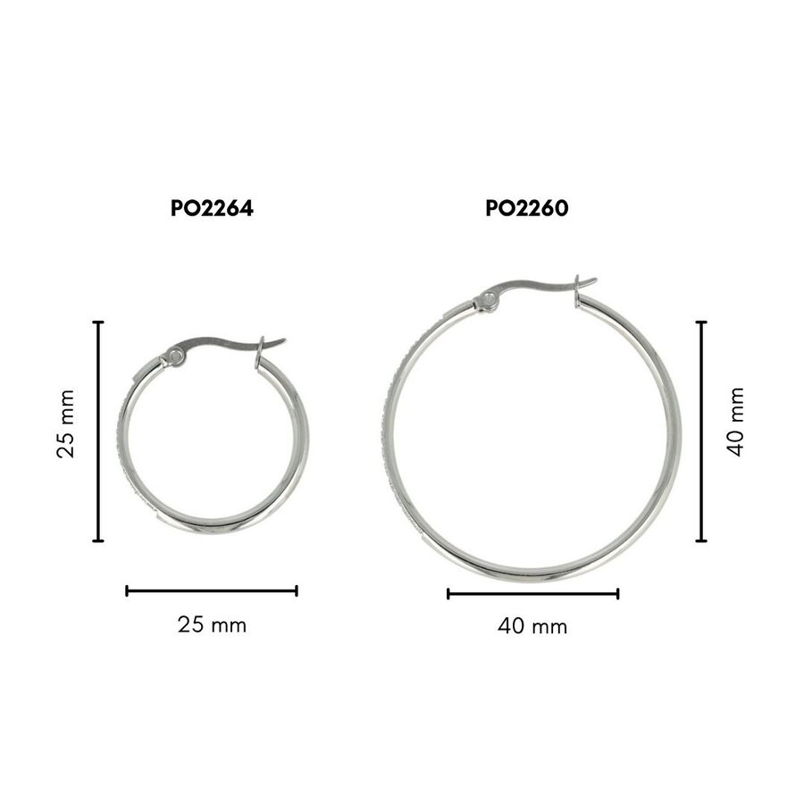 My Bendel Zilveren oorringen met kristal steentjes 25mm