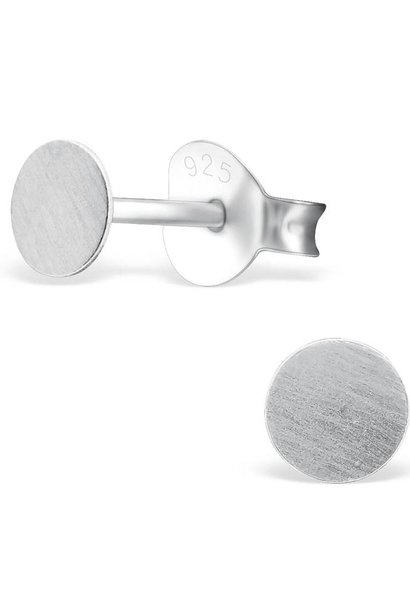 Round ear studs - 925 sterling silver - matt brushed