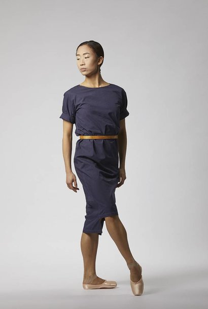 Classic dress with hem detail made from organic cotton - dark blue