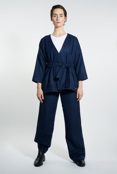 Kimono Jacke aus Wollmix - Navy