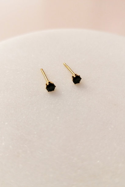Golden stud earrings with stone - 925 sterling silver