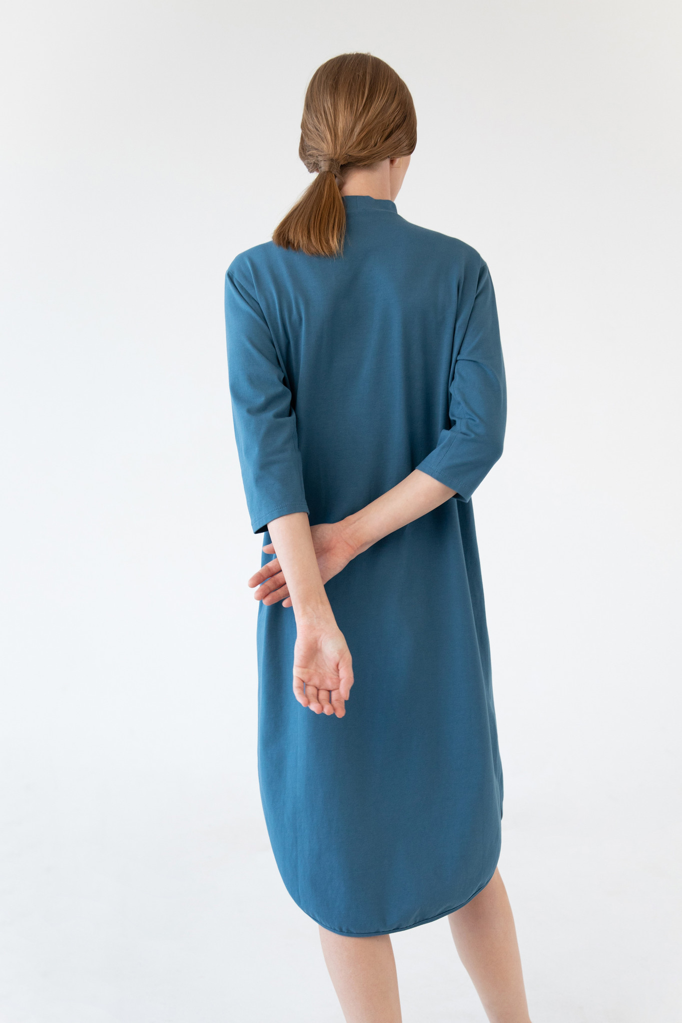 Luxaa - - rundem mit Petrol - Saum Luxaa Jerseykleid