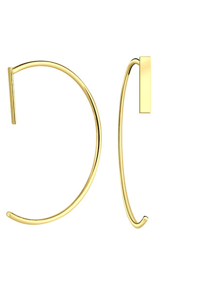 Puristischer Bügel Ohrring mit Stab aus 925er Sterling Silber - Gold