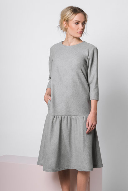 Ausgestelltes Kleid aus Wollmix - Grau