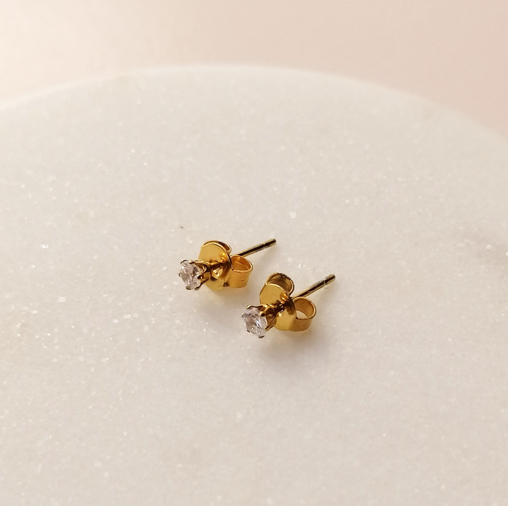 Small stud earrings with zircon in gold - 925 sterling silver-2