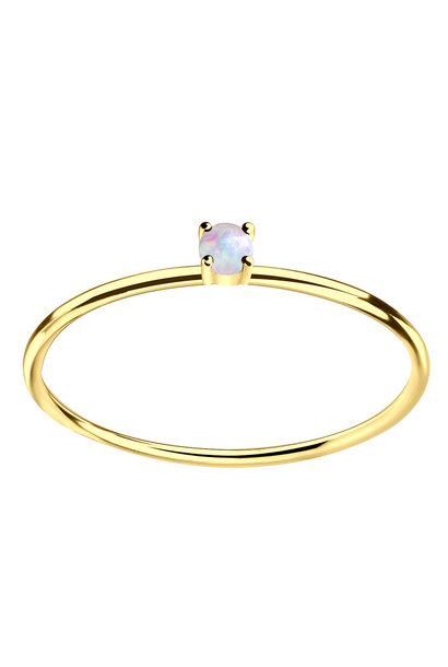 Delicate ring with a small opal stone made of 925 sterling silver - gold