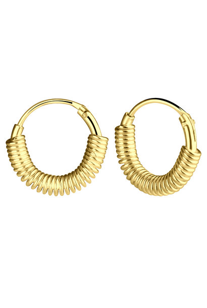 Small hoop earrings with ring structure - 925 sterling silver - gold